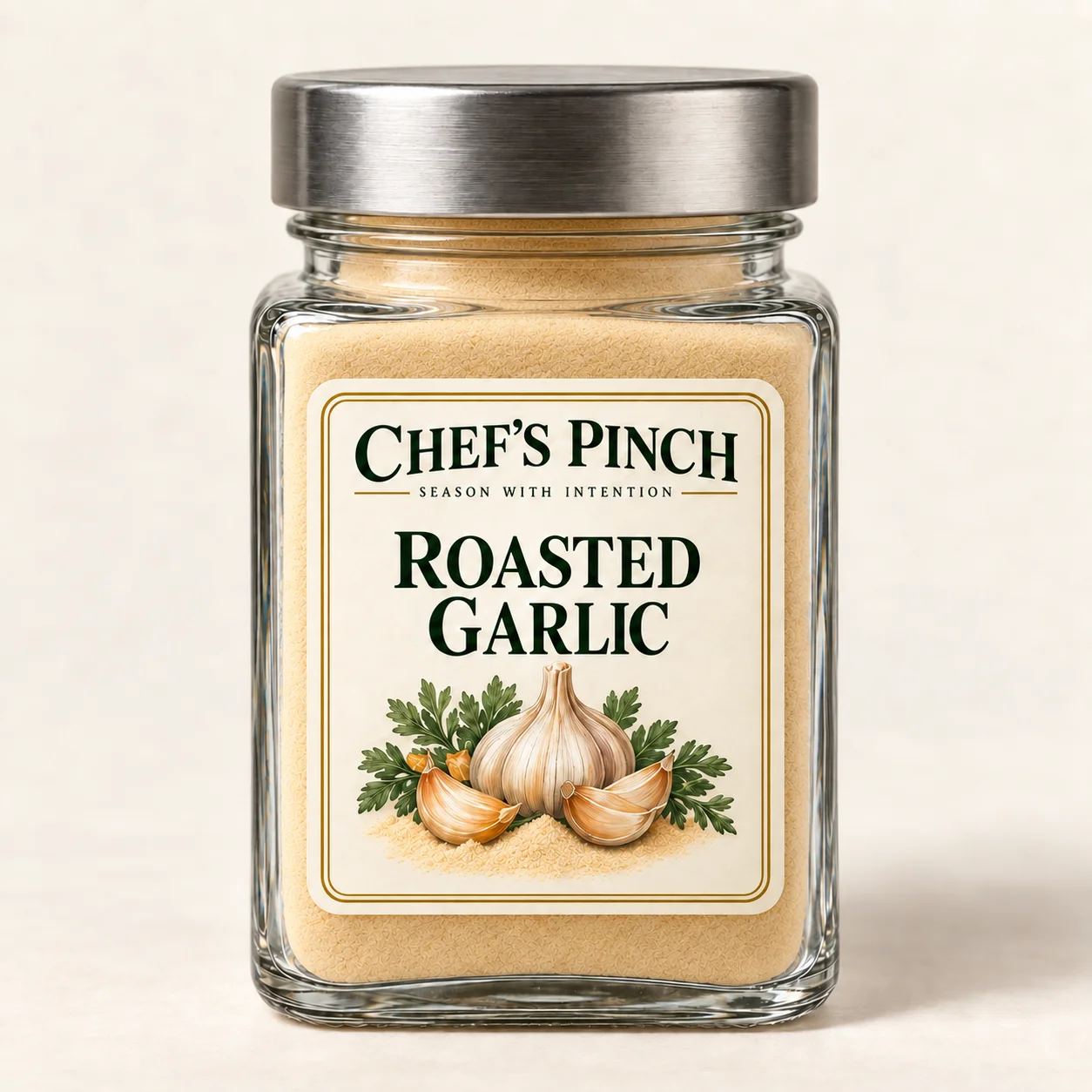 Roasted Garlic labeled bottle concept